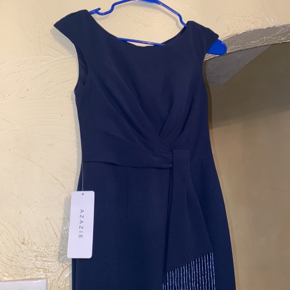 Long Dark Blue Cocktail Dress - Picture 3 of 4